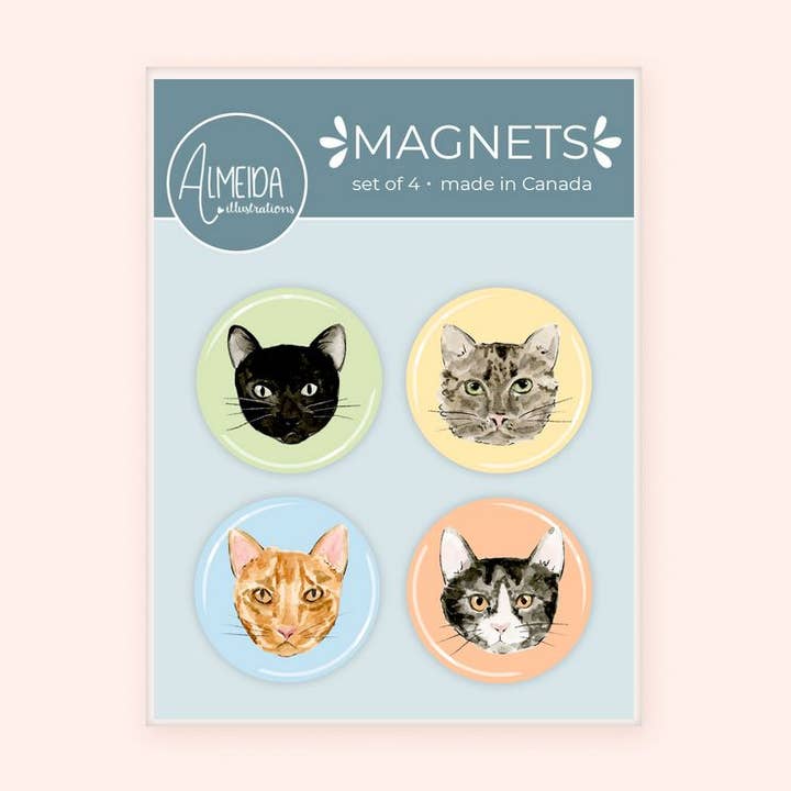 Set di Magneti Gatti per la vendita all'ingrosso da parte di Almeida Illustrations