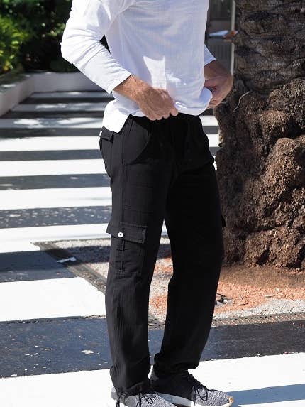 St. Vincent Black Line Pants for wholesale by Cotton Natural