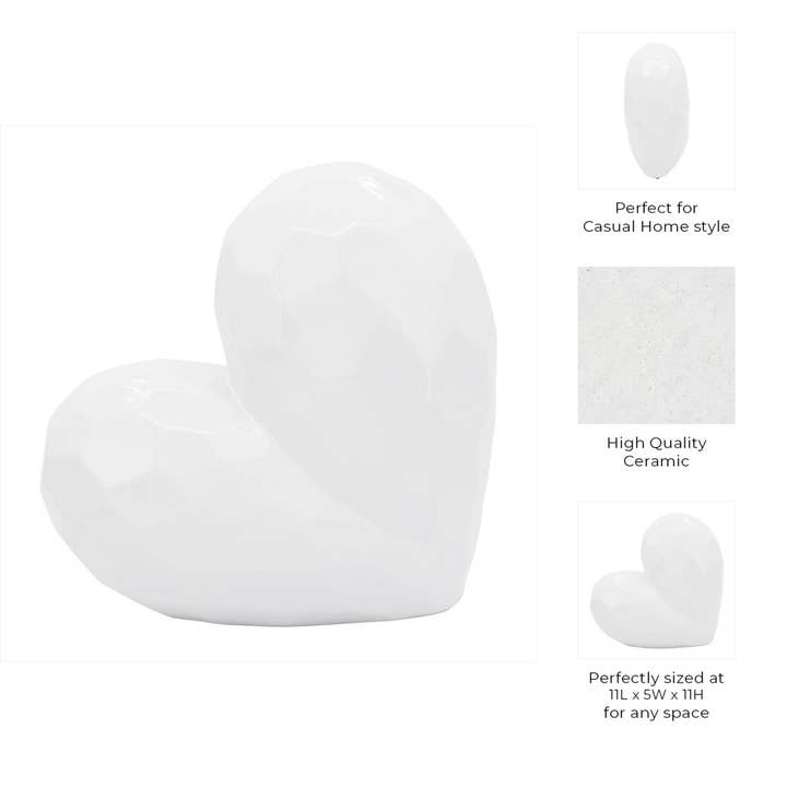Sagebrook Home - Wholesale Decorative Tabletop Object - Ceramic Abstract Heart Decorative Object - White, 11 in.4