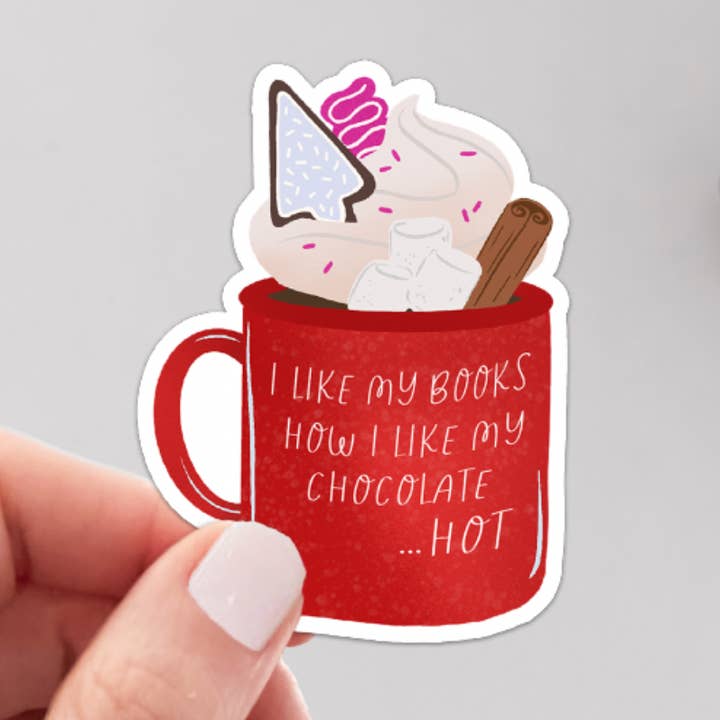 I like My Books & Cocoa Hot Sticker | Bookish Merch for wholesale by MadiCantStopReading