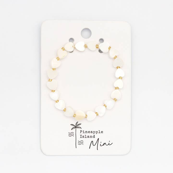 Mini Mother of Pearl Heart Bracelet, Kids Bracelet for wholesale by Pineapple Island