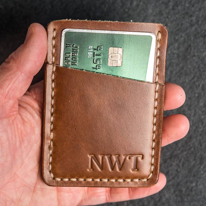 Two Pocket Wallet - Personalized Leather Wallet for wholesale by Ox & Pine
