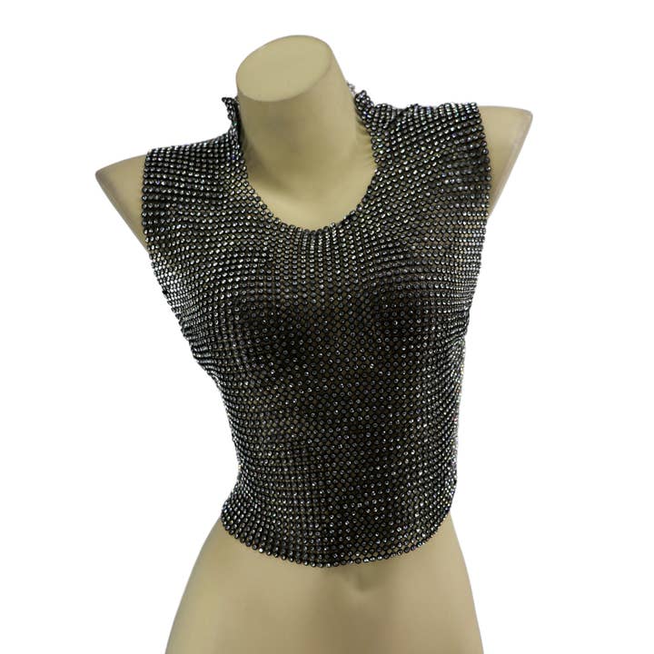 RHINESTONE SLEEVELESS HALTER TOP for wholesale by Western Fashion