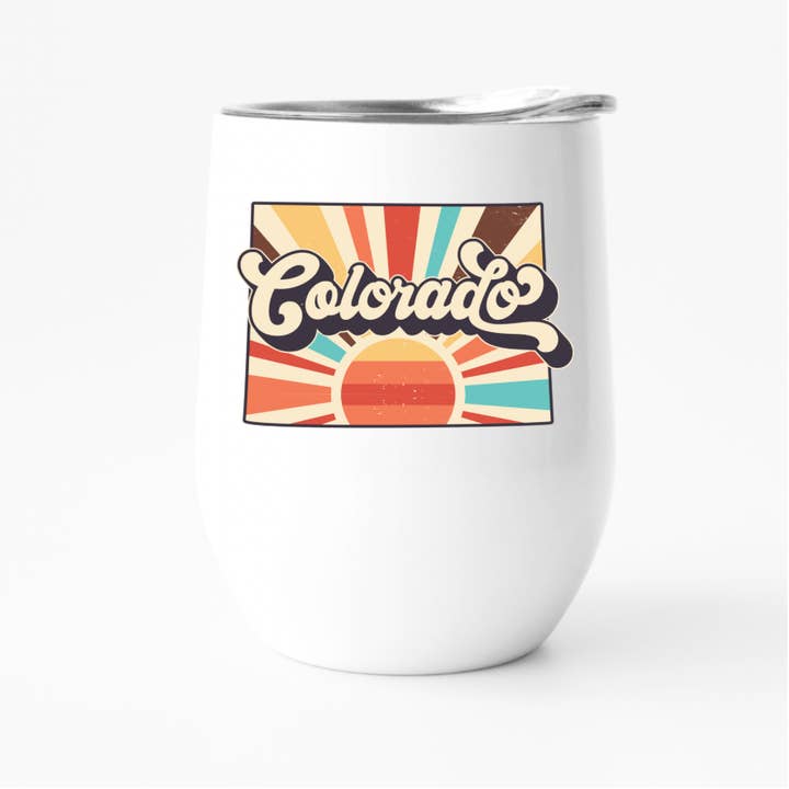 Retro Colorado Wine Tumbler, State Pride Tumbler for wholesale by Fbombs & Booze