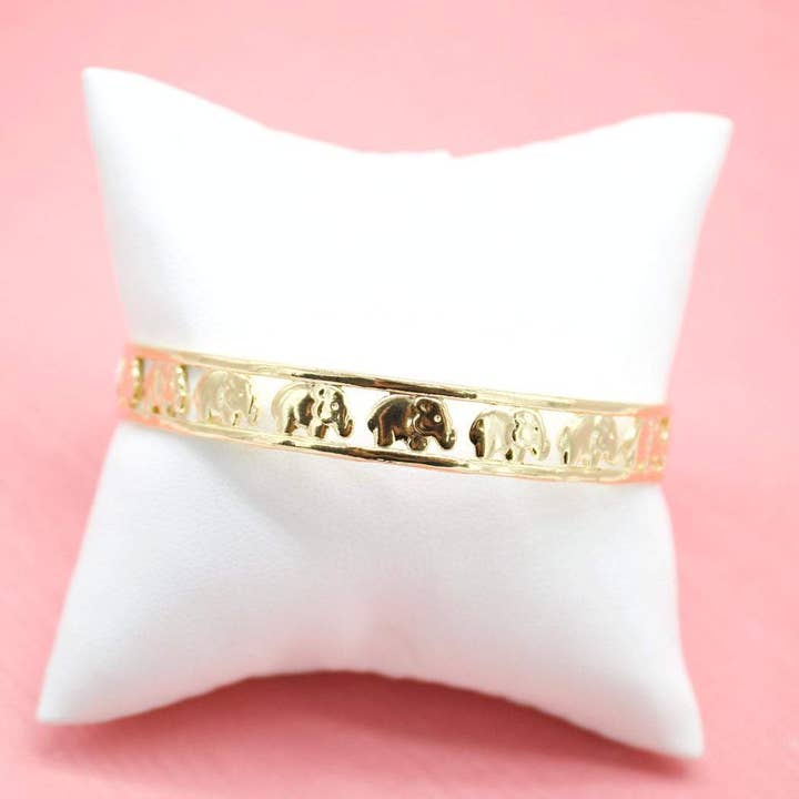 18K Gold Filled Elephant Bangle Bracelet (B12) for wholesale by MIA Jewelry