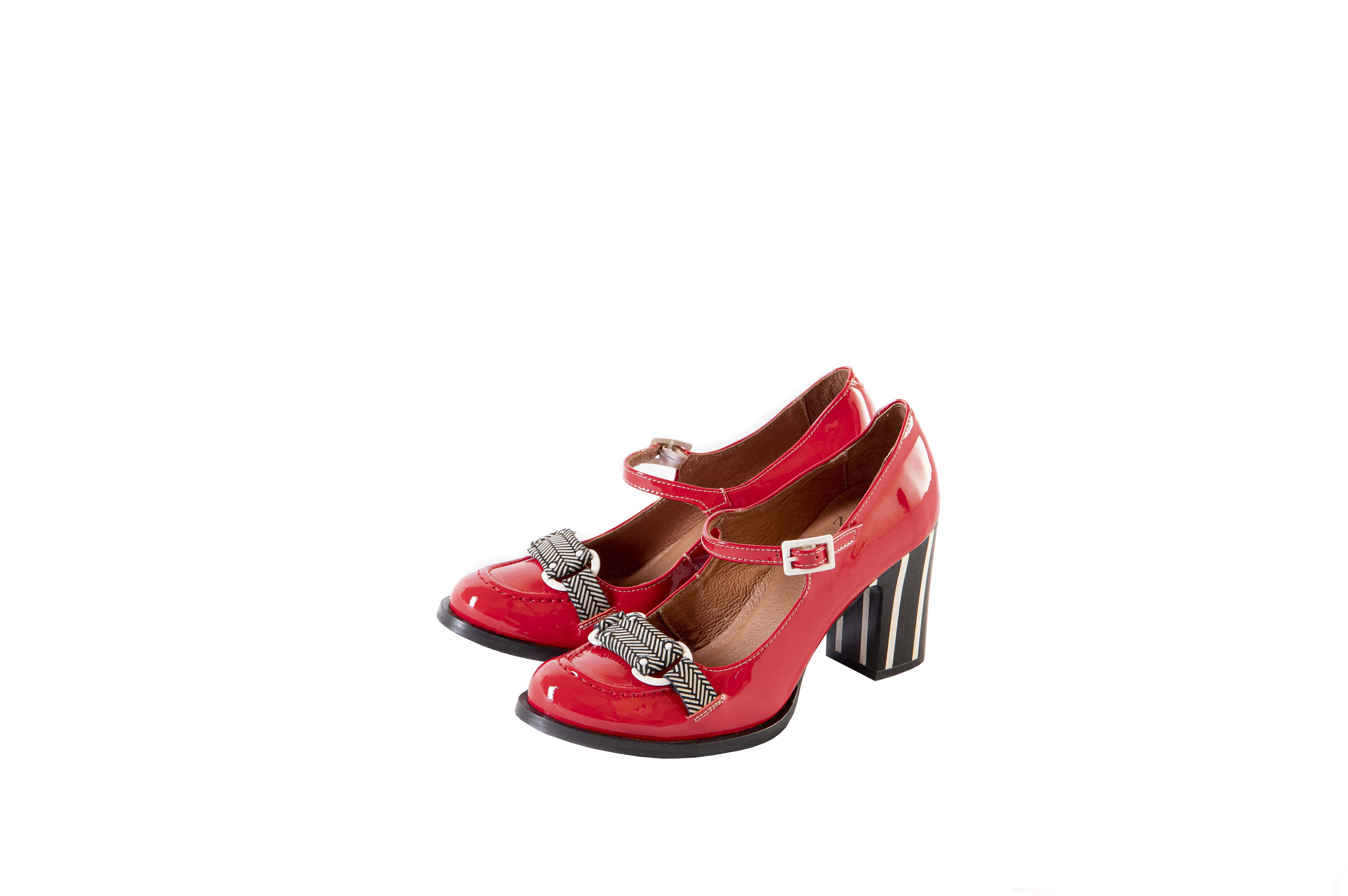 NEMONIC - Wholesale Low Heels - Women's - Nantes 2338 Red Charol-Black Kenya3