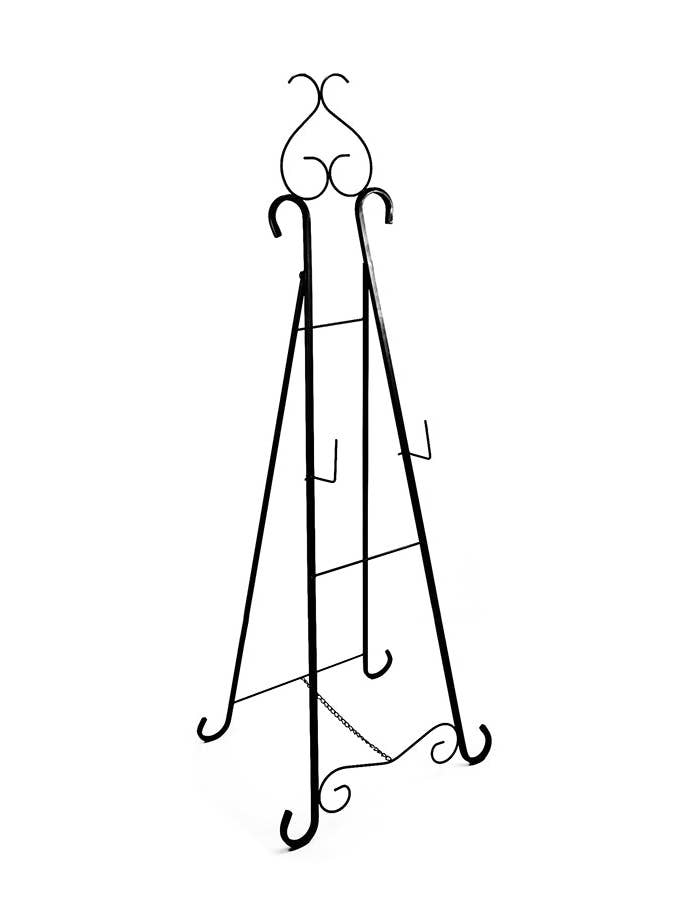 Support de chevalet à 4 pieds en métal noir avec forme de cœur sur le dessus pour la vente par DesignStyles Home