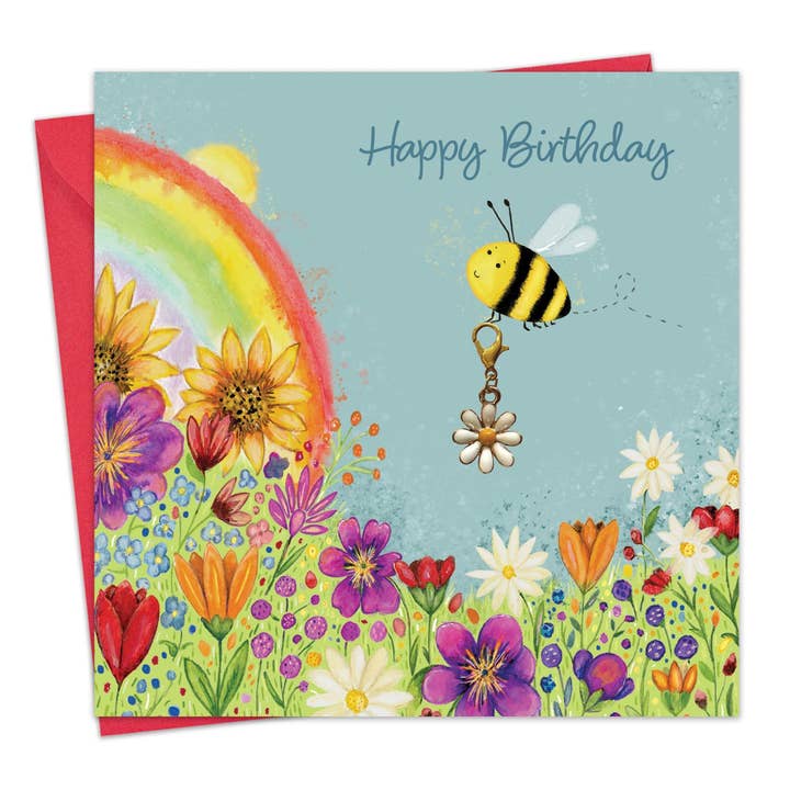 Bumble Bee Birthday Card & Gift with Detachable Bee Charm for wholesale by Twizler Ltd