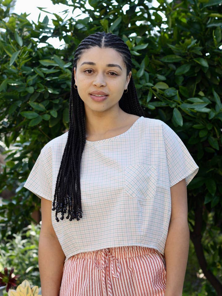 Tilly Top - Pale Mint Check for wholesale by Myrtle