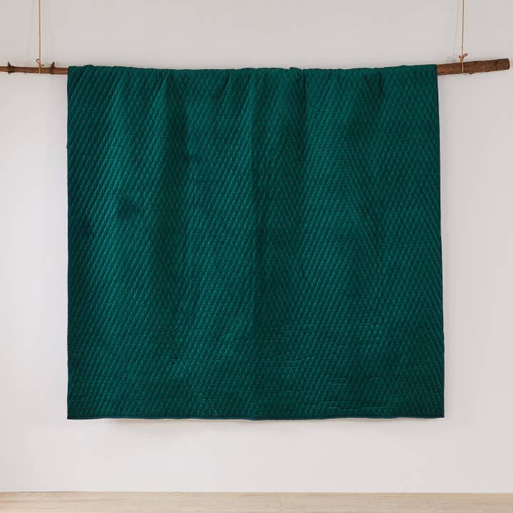 Empire Velvet Green Quilt for wholesale on Faire