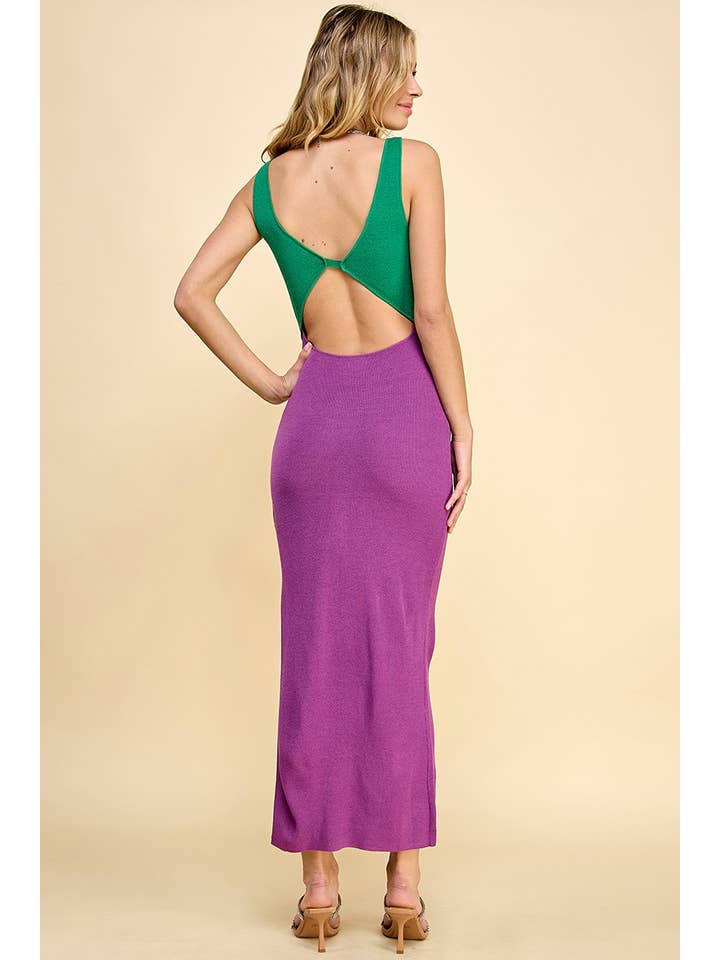 AIBLEE - Wholesale Dress - Women's - Cutout Colorblock Knit Sweater Maxi Dress 10