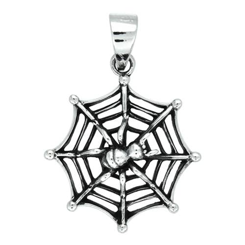 925 Silver Heavier Weight Spider in Web Pendant (USA-DDP) for wholesale by Silver Jewellery Cavern Wholesale