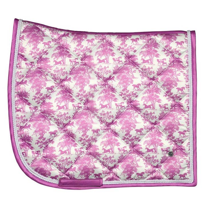 Dapplebay Equestrian Toile Dressage Saddle Pad-Rose/White for wholesale by Dapplebay