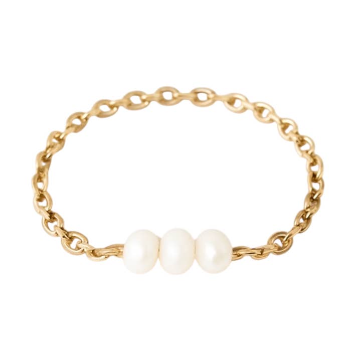 Anillo de cadena – 3 perlas facetadas en piedras naturales para venta al por mayor de Clary Scott Paris