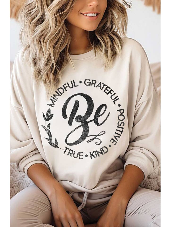 Rustee Clothing - Vente Sweat-shirt à imprimés – femme - SWEAT-SHIRT BROSSÉ GRAPHIQUE BE KIND MINDFUL GRATEFUL POSITIVE2