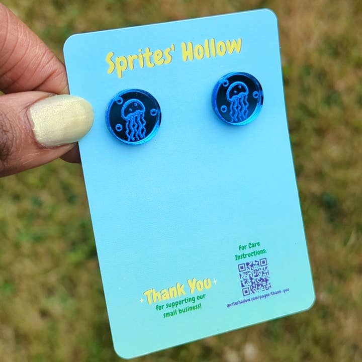Sprites' Hollow - Wholesale Stud/Post Earrings - Jellyfish Acrylic Stud Earrings with Stainless-Steel Posts1