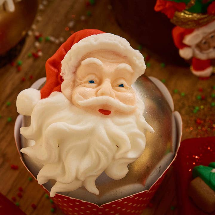 Christmas Santa Claus Face Silicone Mold Richly Detailed Design Cake Cupcake Decorating Fondant Mold for wholesale by Flexarte USA