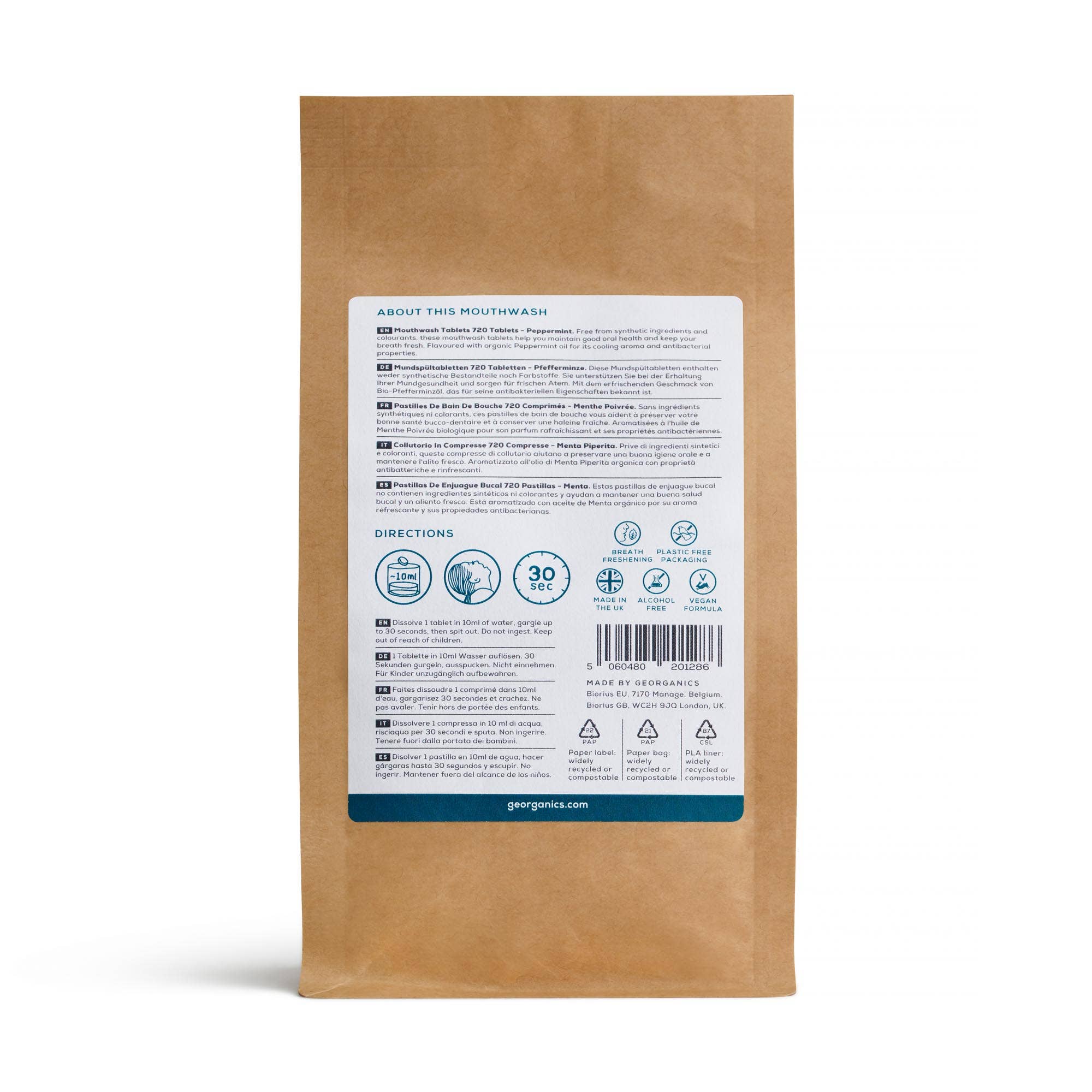 Georganics - Wholesale Mouthwash - Mouthwash Tablets Refill - Peppermint2