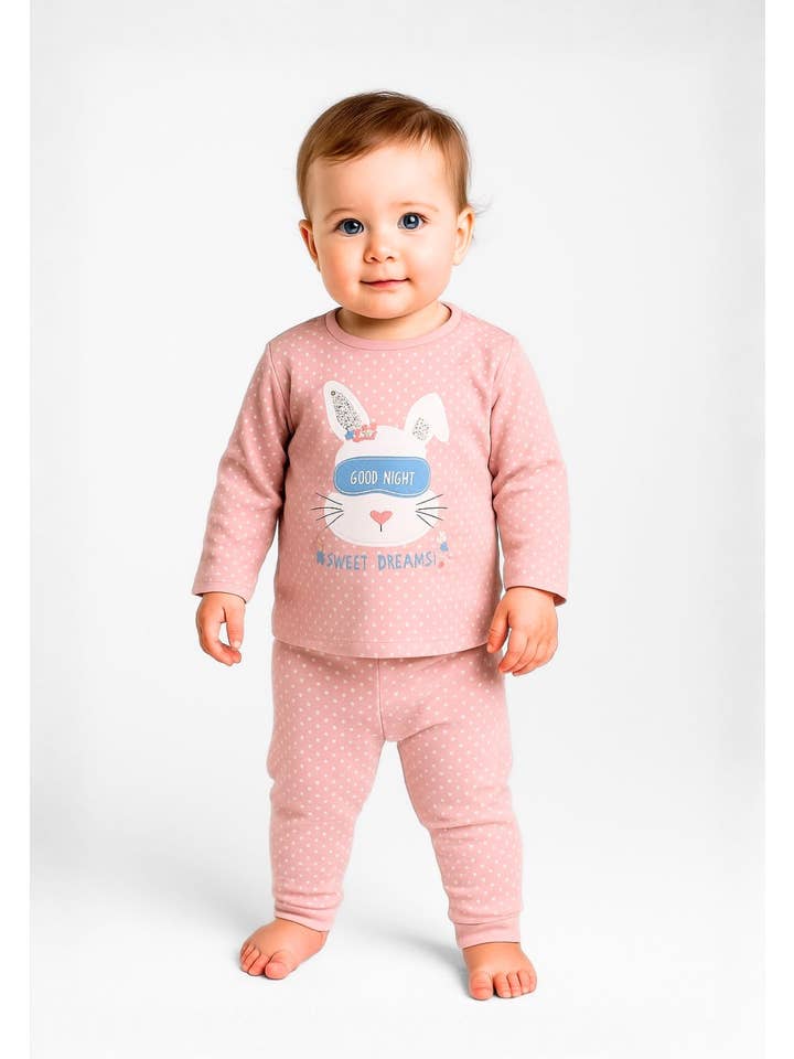 ljusblå Flickor 2-pack långärmade pyjamas med ribbade muddar ljusblå 9m-8y för wholesale på Faire1