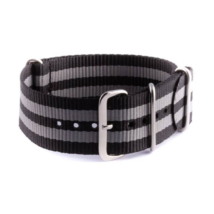 Correa James Bond NATO para reloj de nailon gris y negro para venta al por mayor de Antenen