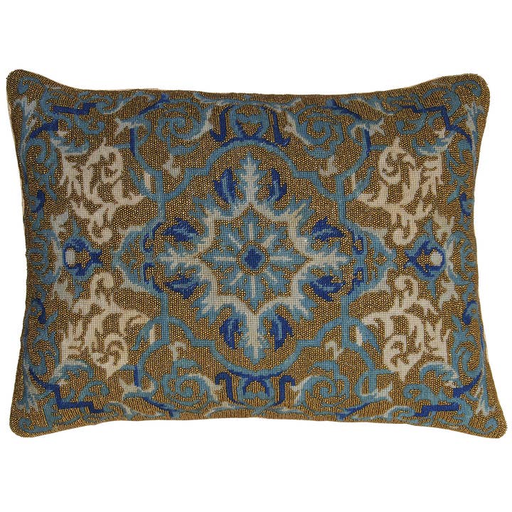Handmade Beaded Needlepoint Decorative Pillow for wholesale by Provence Home