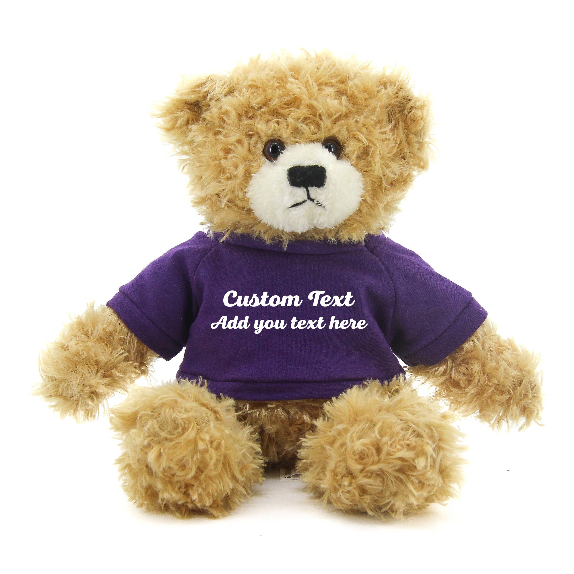 Beige Oso de peluche Brandon beige de 28 cm con camiseta personalizada de venta al por mayor en Faire7