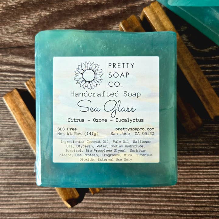 Pretty Soap Co. - Wholesale Bar Soap - Sea Glass Glycerin Soap | Clean Citrus and Ocean Scent1