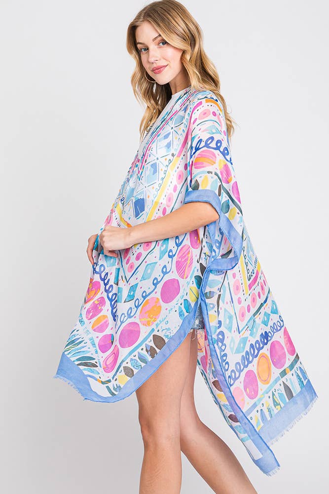 Hana - Wholesale Kimono - Women's - Watercolor Boho Geometric Print Summer Kimono9
