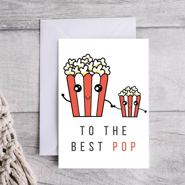 Para o melhor cartão Pop Aniversário, Cartão de Aniversário do Pai, Cartão Pipocas Aniversário, Cartão Dia dos Pais Divertidos, Cartão Pipocas Pathers Day por atacado de Oh My Days