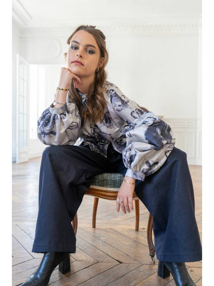 ROSAMEN BADO - Wholesale Button Down Shirt - Women's - VALLOTTON Blouse - Dark Flower6