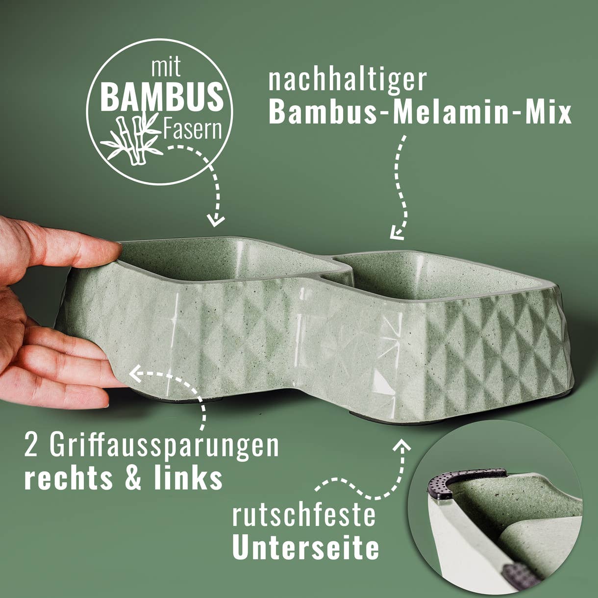 ne&no - Wholesale Pet Bowl - Cat/Dog - ne&no® Bamboo Double Bowl for Cats & Dogs - Non-Slip2