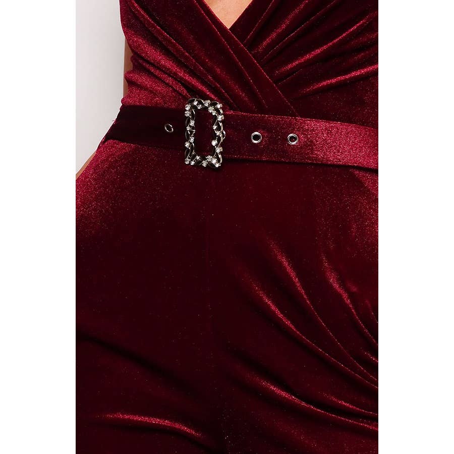 CEFIAN FASHION - Wholesale Jumpsuit - Women's - SAMBA RHINESTONE BELT VELVET JUMPSUIT11
