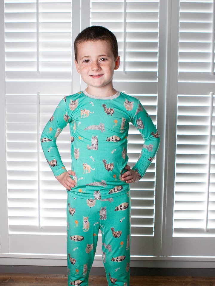**CLOSE OUT** Purr-fectly Cozy 2-piece Children's Pajamas for wholesale by Judy rue designs