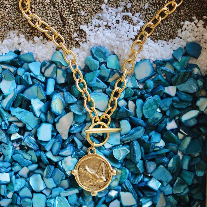 Antiqued Gold Coin Toggle Chain for wholesale on Faire