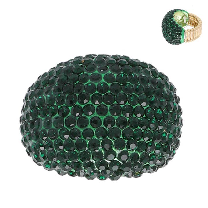 SP Sophia Collection - Wholesale Cocktail/Statement Ring - Crystal Rhinestone Pave Dome Stretch Ring2