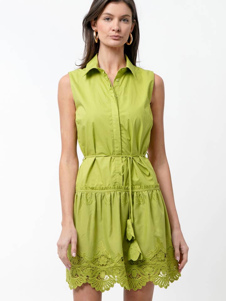 Dustina Collared Embroiderd Shirt Mini Dress for wholesale by Adelyn Rae