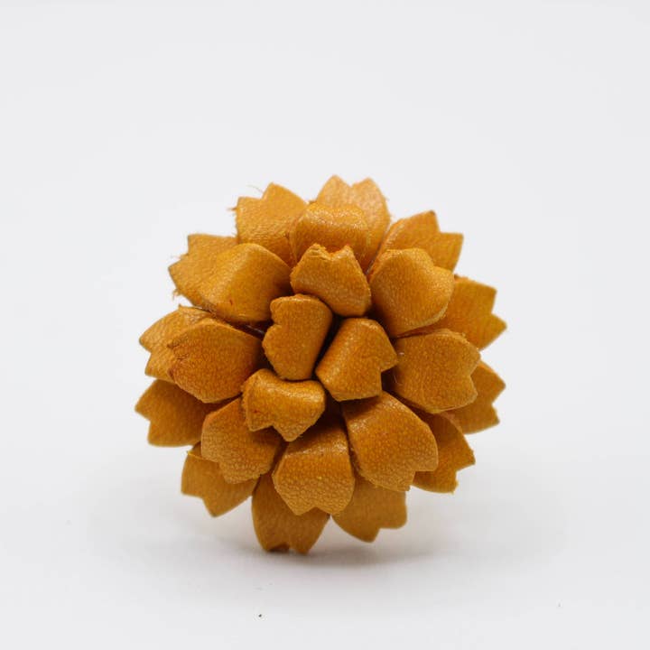 Sunflower Handmade leather inc - Wholesale Single Stone/Solitaire Ring - assorted leather flower ring6