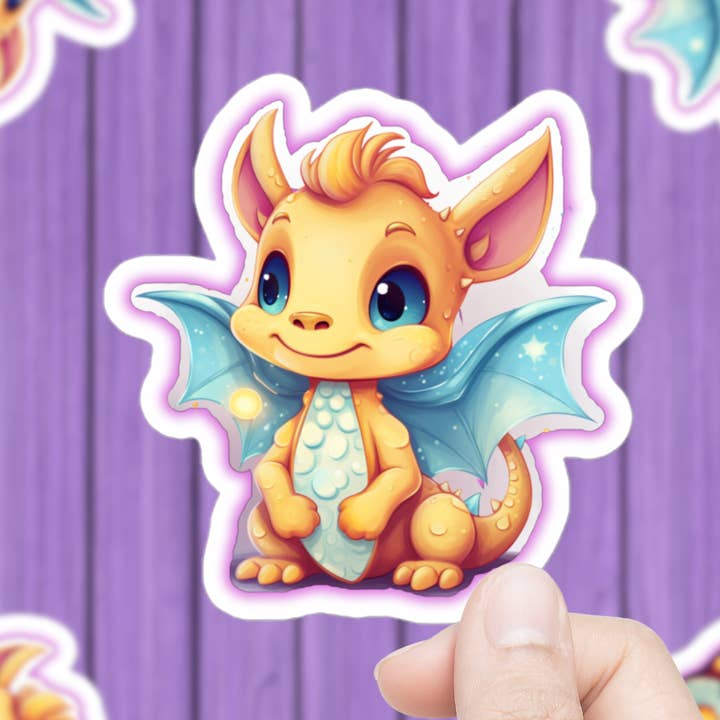 Sød magisk drage klistermærke for engroshandel hos Mystical Clarity