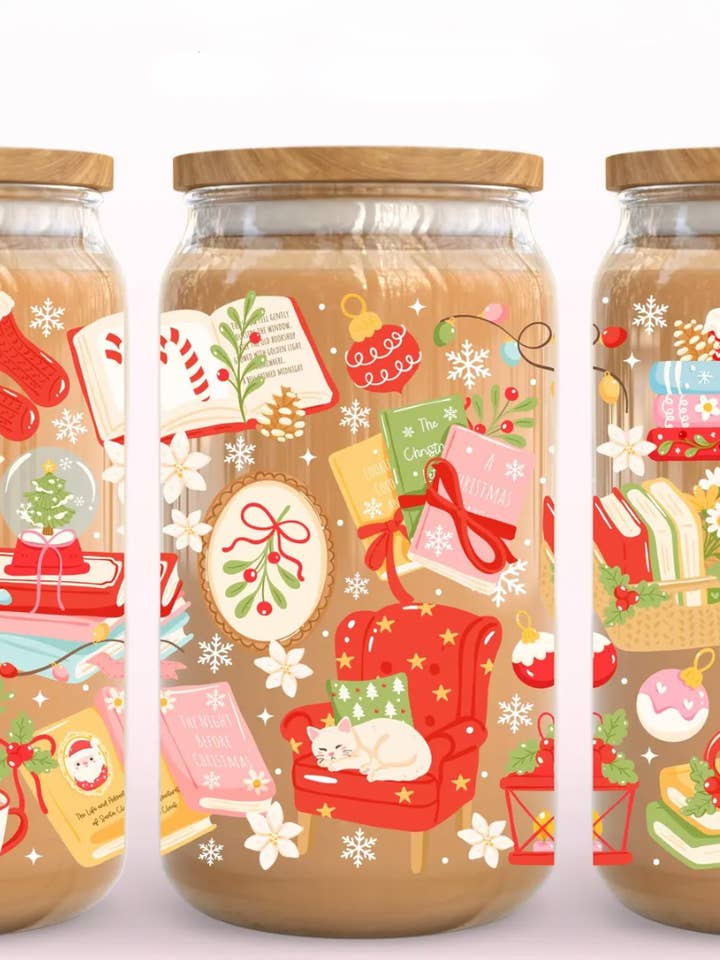 Christmas Book Club Wrap UV DTF Sticker for wholesale by RBA Transfers