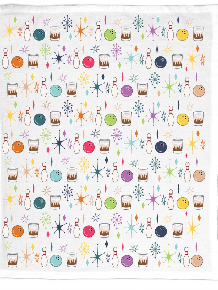 Bowling Night, Organic Cotton Tea Towel - NEW Hobby for wholesale by Coast & Cotton