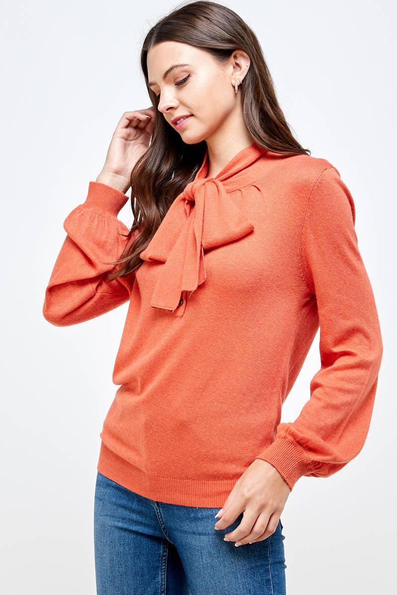 OLIVE MAUVE - Wholesale Knit Sweater - Women's - ST# FCL1260SW Tied neck henley sweater top18