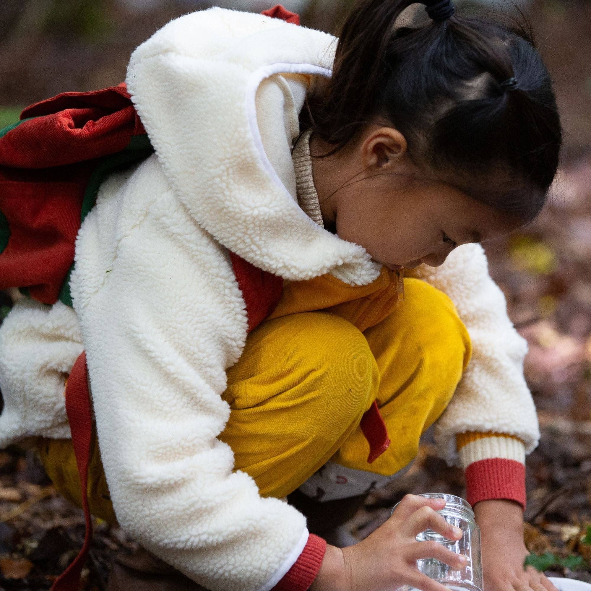 Cream Hooded Zip Up Recycled Fleece Jacket for wholesale on Faire11