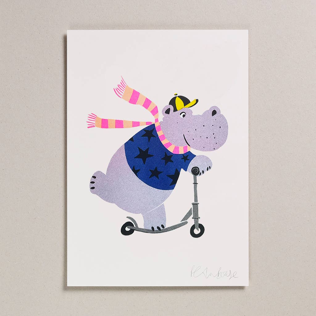 Petra Boase Ltd (US Duties Paid) – wholesale Art print – Risograph A4 Print - Hippo0
