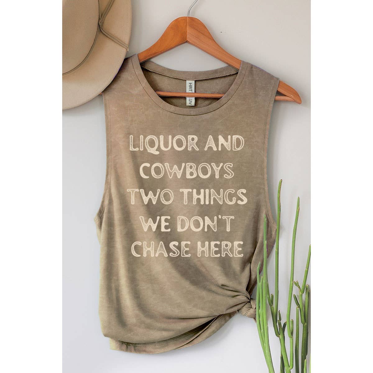 HRTandLUV - Wholesale Tank Top - Women's - LIQUOR N COWBOYS TWO THINGS GRAPHIC TANK TOP2