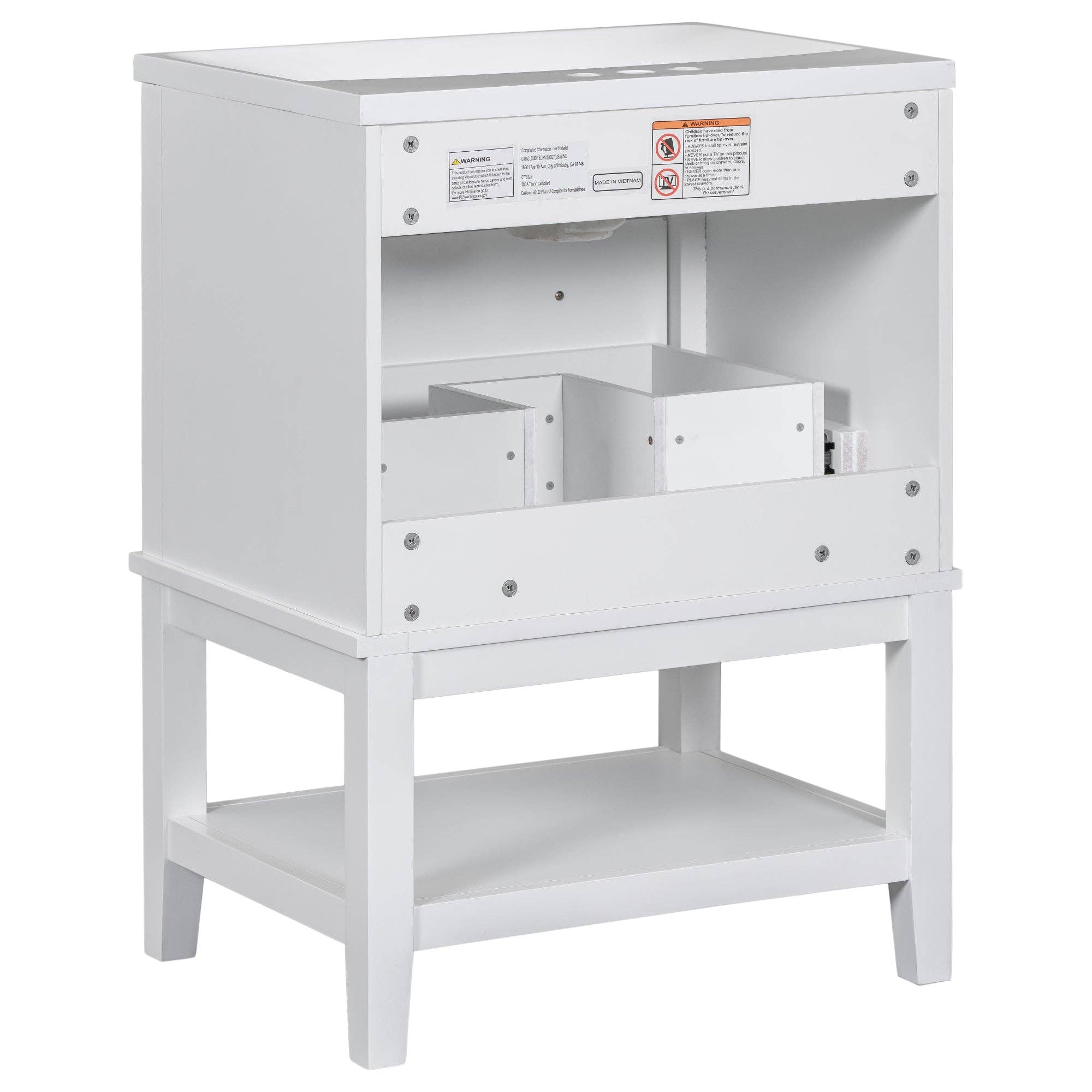 Orange County Decor - Wholesale Cabinet - 24" Bathroom Vanity With Sink, Bathroom Storage Cabinet With Drawer And Open Shelf, Solid Wood Frame, White White Solid Wood Mdf19