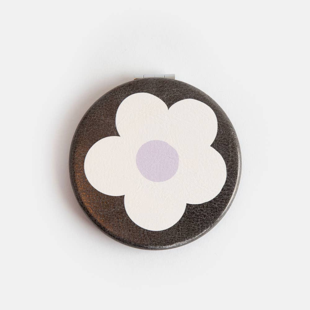 Caroline Gardner - Wholesale Compact Mirror - Multi Flower Charcoal Round Pocket Mirror1