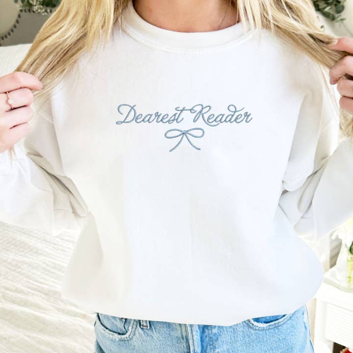Arden & Gold - Wholesale Sweatshirt - Women's - Dearest Reader Embroidered Gemma Crewneck Sweatshirt
