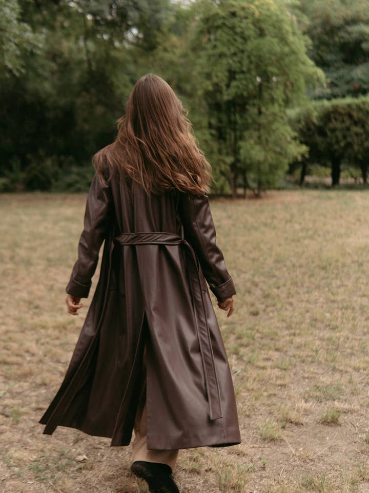 Code Of Nation - Wholesale Trench Coat - Women's - Eco Leather Trench Coat For Women's Brown7