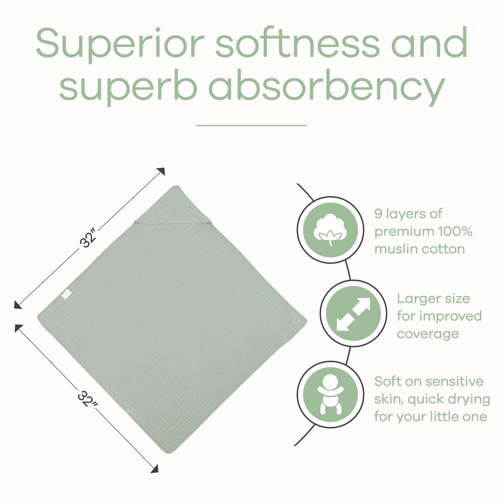 Comfy Cubs - Wholesale Hooded Towel - Kids & Baby - Baby Hooded 9 Layer Muslin Cotton Towel for Kids33