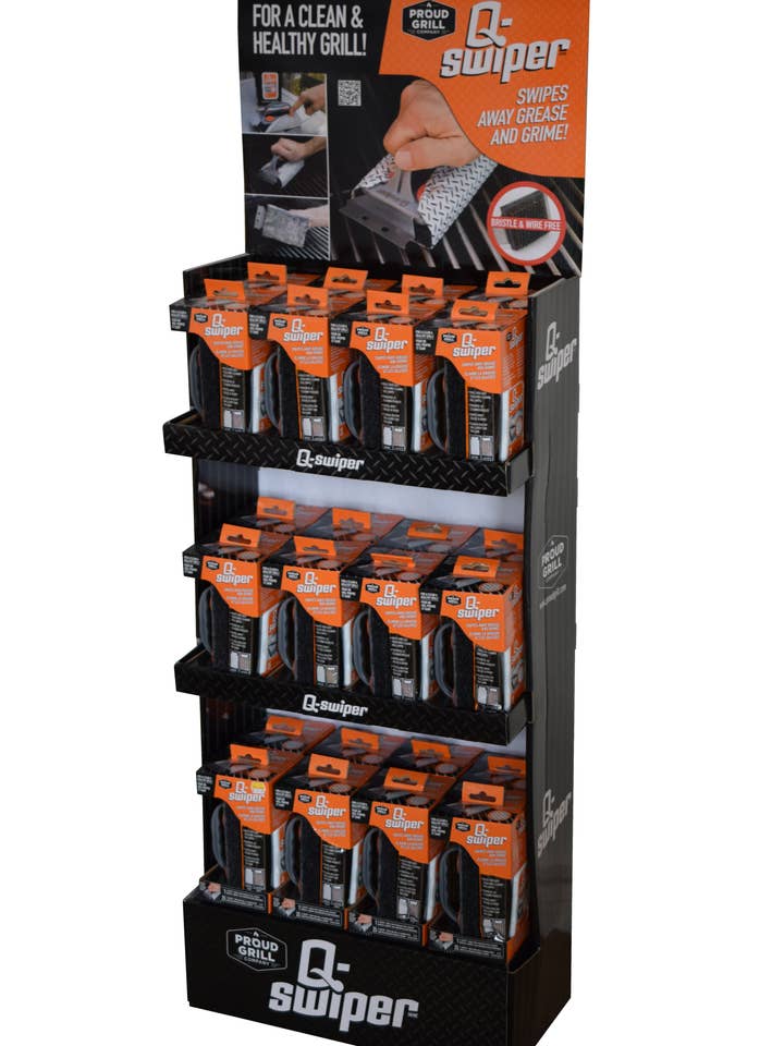 Q-Swiper Grill Cleaner Kit 24pc Floorstand for wholesale by Proud Grill